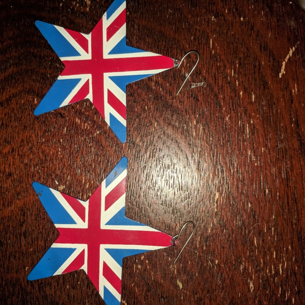 British flag star earrings